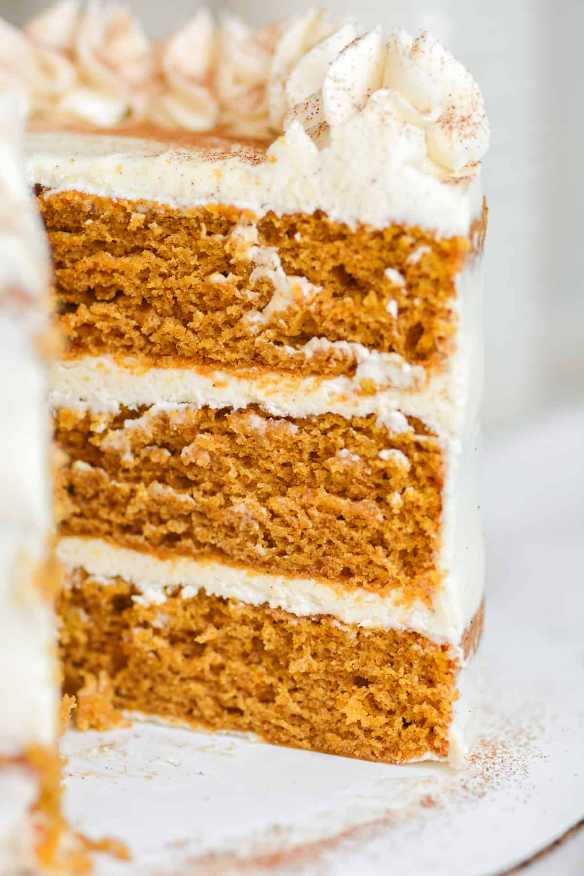 Vegan pumpkin slice cake, sliced. 