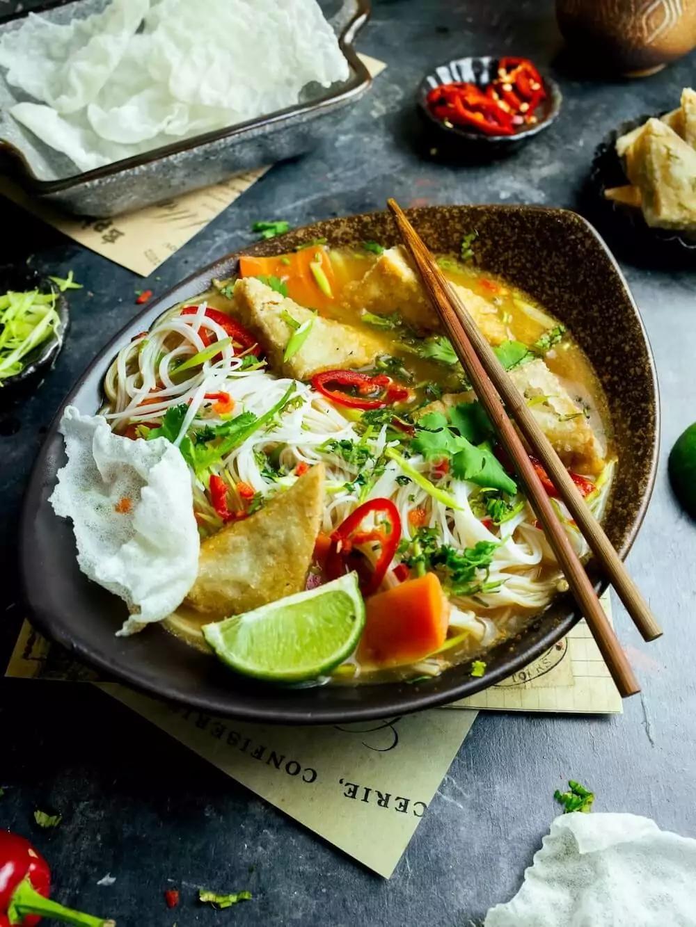 Tom Yum Soup in a bowl. 