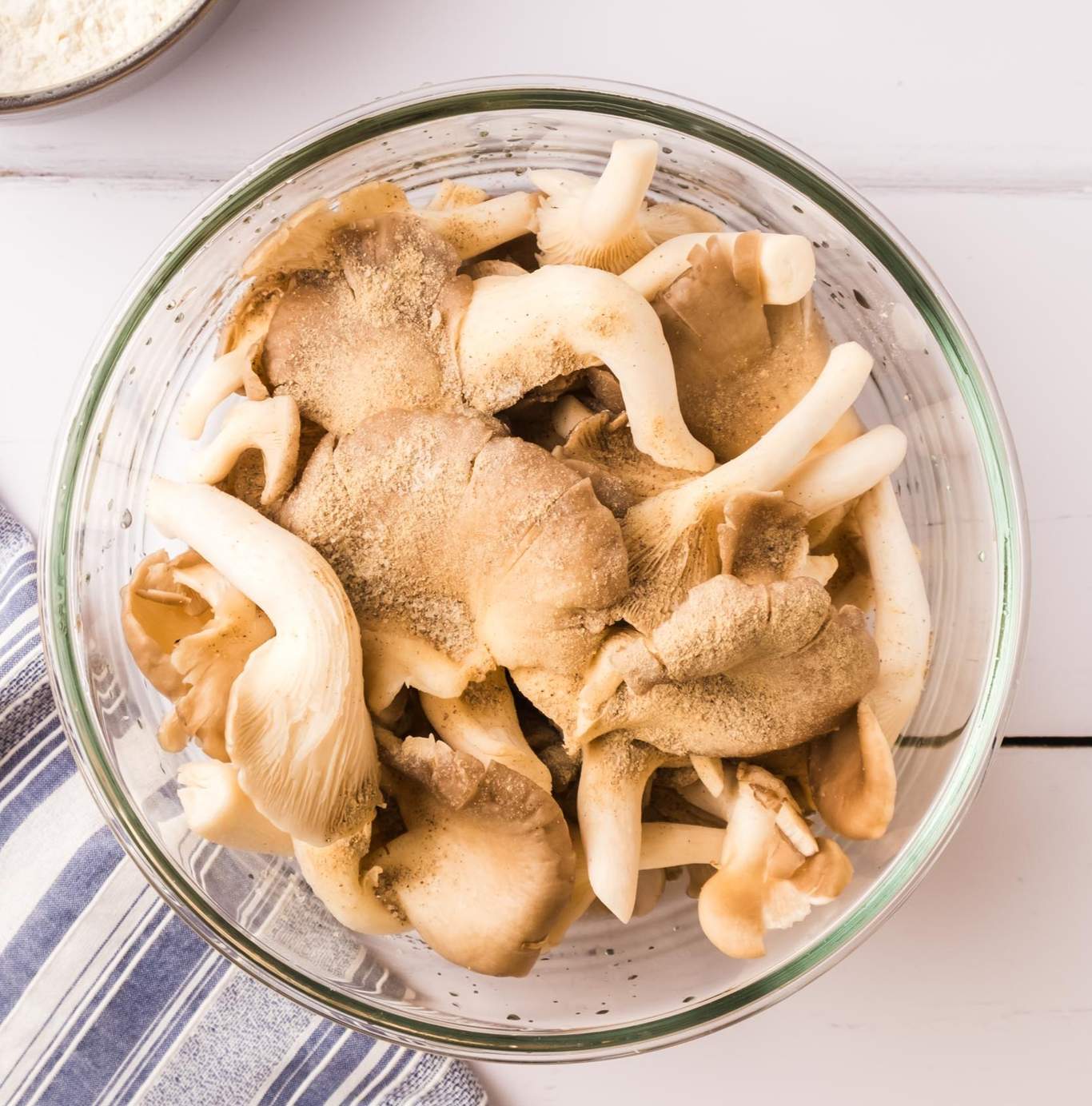Oyster mushrooms tossed with salt and pepper.