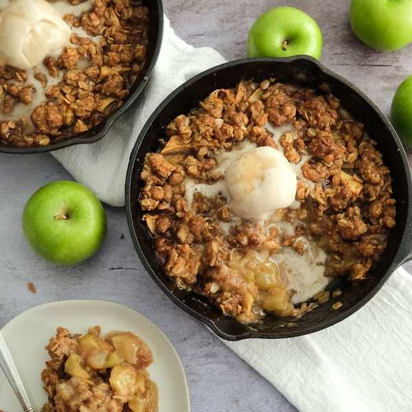 Apple crisp is the easy, delicious, iconic fall dessert that's now also vegan! And yes I ate it all 